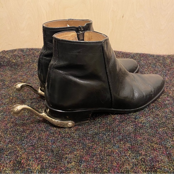 Vintage Men’s Lloyd Black Leather Chelsea Boots Silver Spurs Sz 44 Size 9.5 10 - Picture 1 of 9